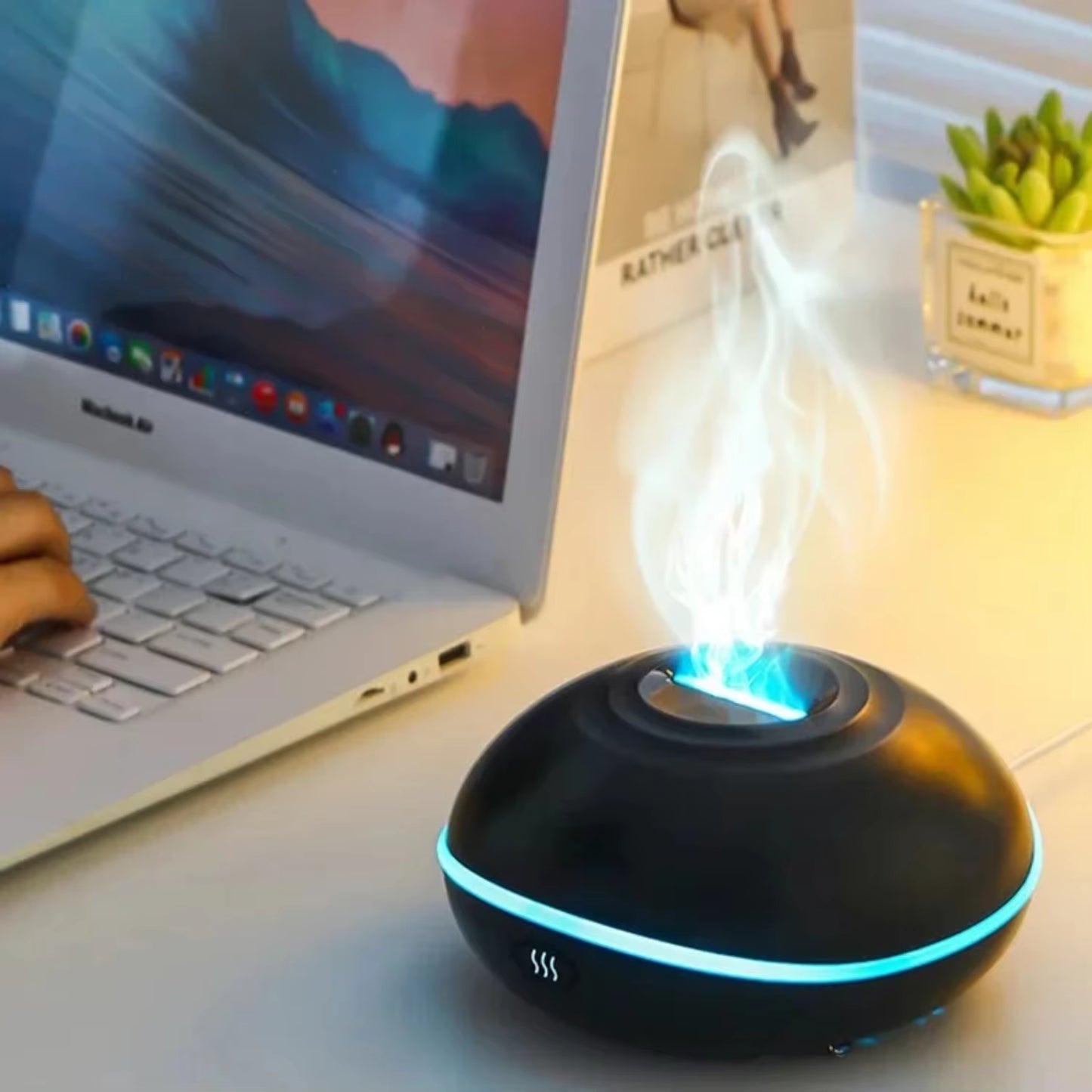 New Mini Flame Lamp Air Humidifier with Essential Oil Scent Diffuser